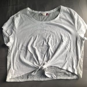 S.O. White Cropped Top with Lace Back